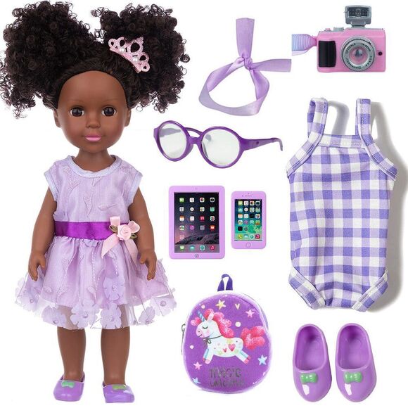 14.5 Inch Black Dolls And Black Baby Doll Clothes Accessories Including Unicorn